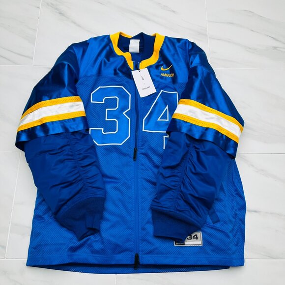 Nike x Ambush Football Jacket 'Navy Yellow' DX6916-455 size XS - Picture 1 of 4